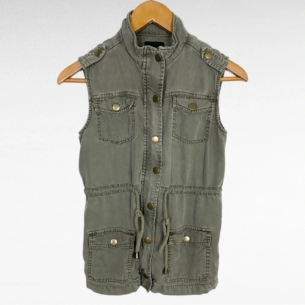 Celebrity Pink | Girls | Olive Green Sleeveless Drawstring Utility Safari Vest